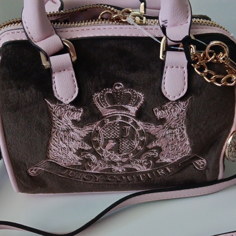 Juicy Couture Classic Scottie Dogs Pink and Brown Mini Satchel - Picture 3 of 10